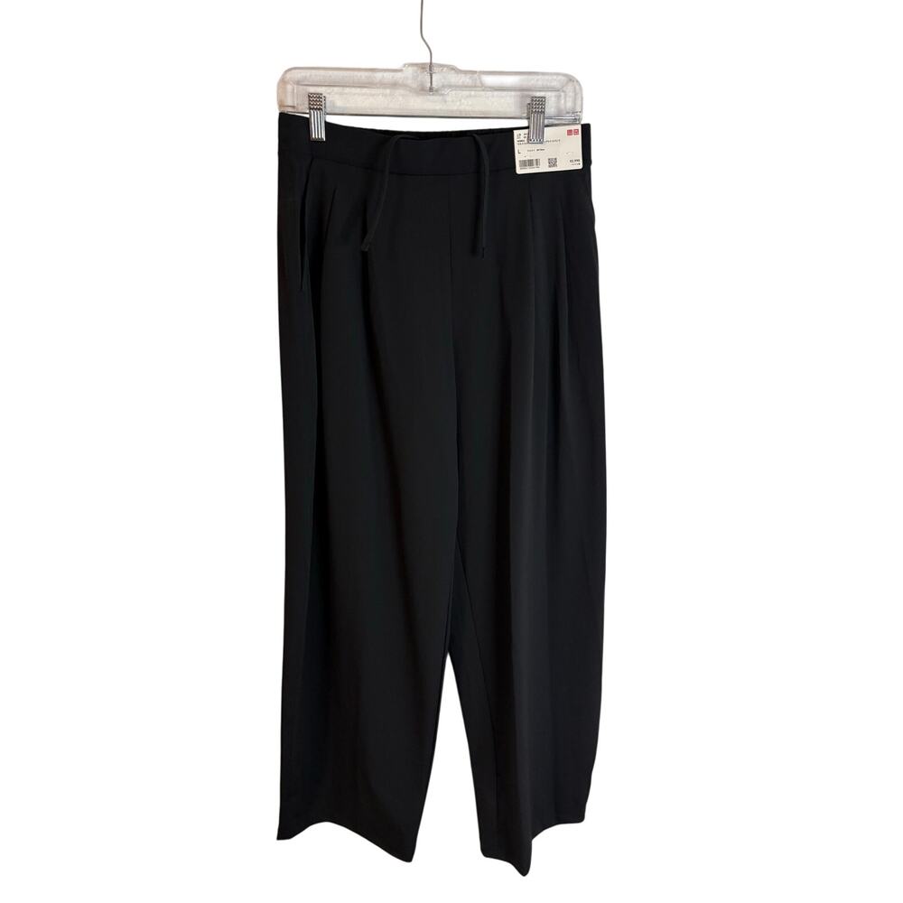 Uniqlo Wide Leg Nylon Pant Womens Size Large Black Japan NWT Drawstring